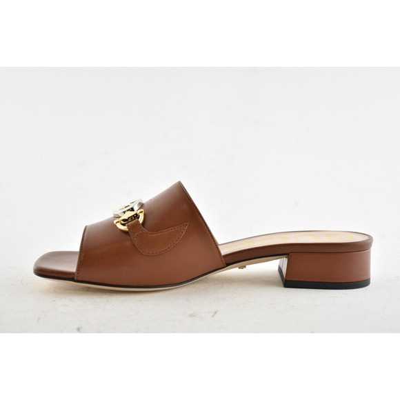 Gucci Zumi Papaya Brown Slide GG Interlocking Metal Logo Mule Flat Sandal 36 - Picture 8 of 11
